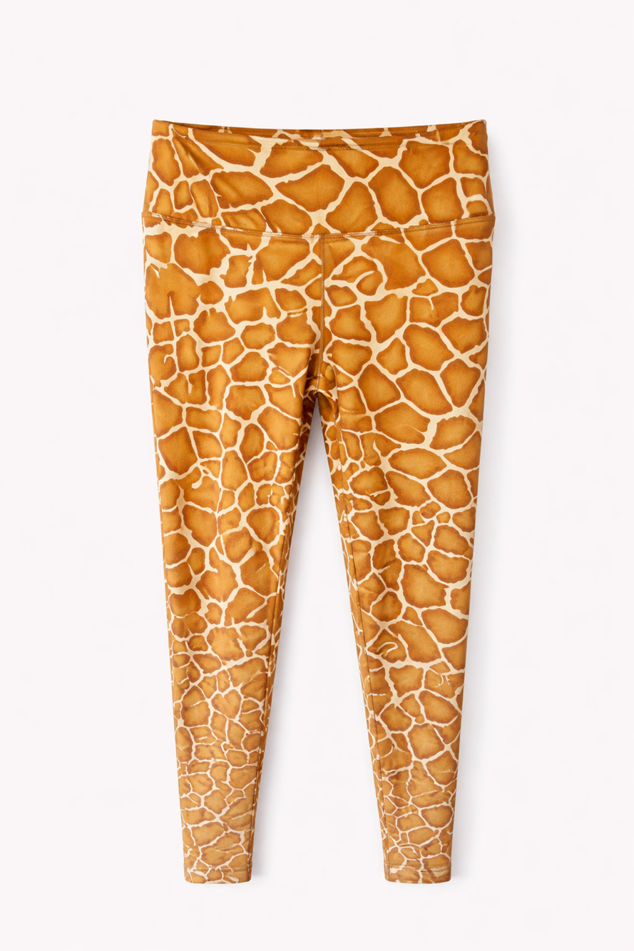 Versona Giraffe Print Leggings Brown Animal Stretch Athleisure Bold Size Small